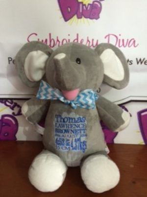 Grey Elephant Personalised Teddy