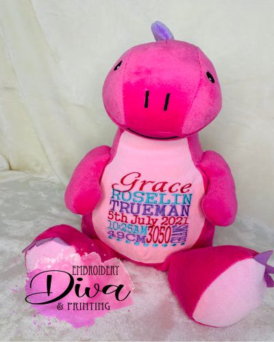 Personalised Pink Dinosaur Teddy