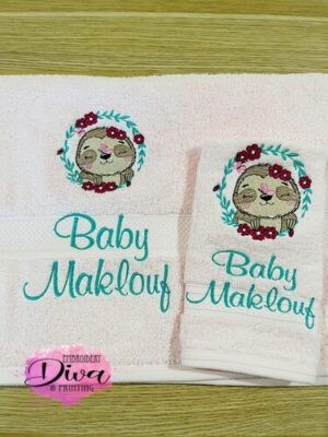 Sloth Baby Personalised Towel